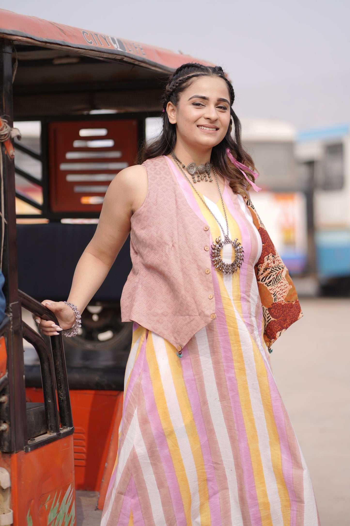 Free Spirit Ensemble Dress | Cotton Printed, Dobby | Handblock - Kharwals India