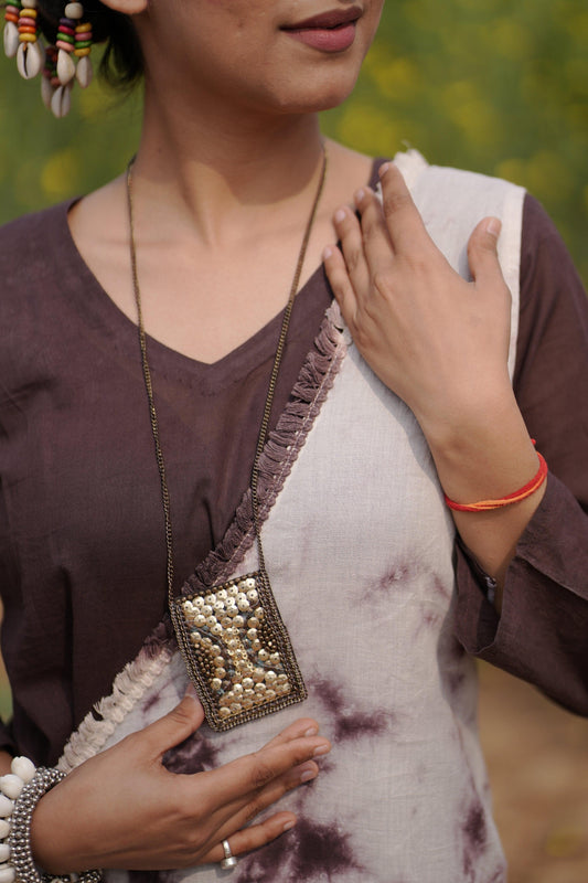 Choco Caramel Swirl Dress | Mulmul Cotton | Tie Dye lace - Kharwals India