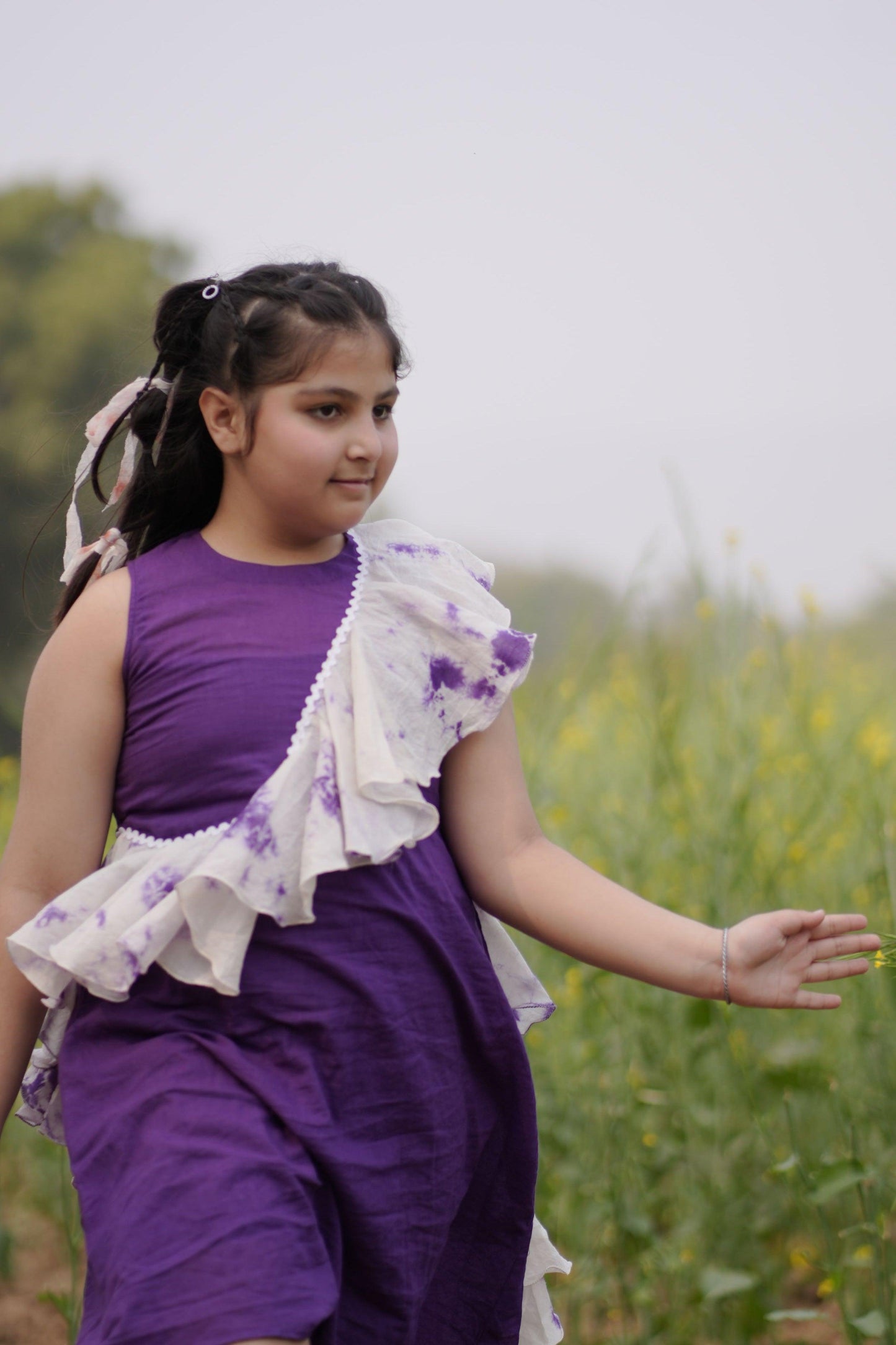 Violet Eclipse Dress | Mulmul Cotton | Tie Dye - Kharwals India