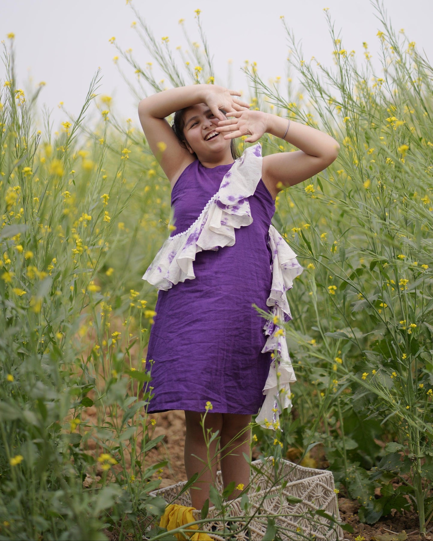 Violet Eclipse Dress | Mulmul Cotton | Tie Dye - Kharwals India