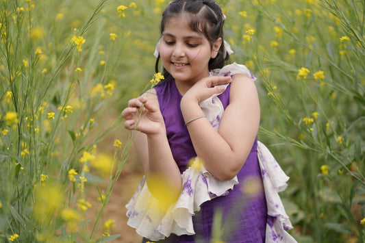 Violet Eclipse Dress | Mulmul Cotton | Tie Dye - Kharwals India