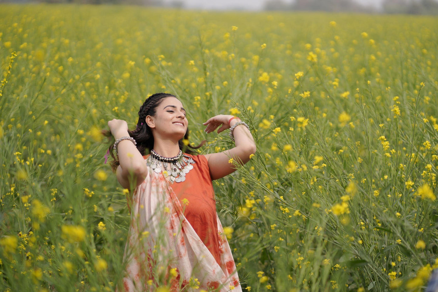 Chilli Ember Dress | Mulmul Cotton | Tie Dye - Kharwals India