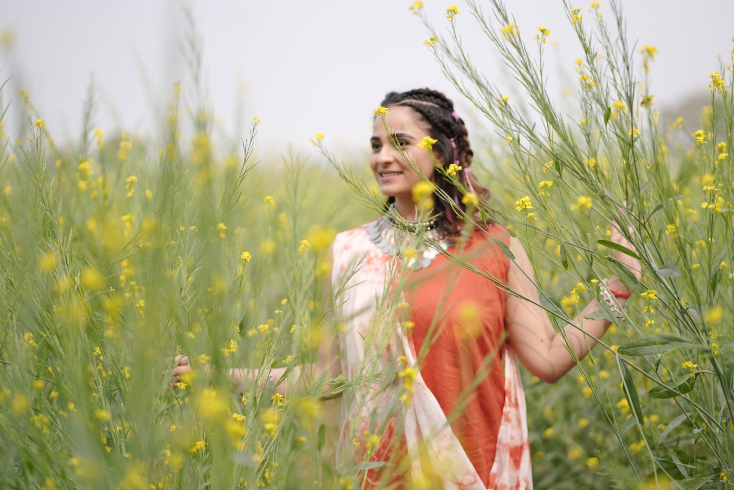 Chilli Ember Dress | Mulmul Cotton | Tie Dye - Kharwals India