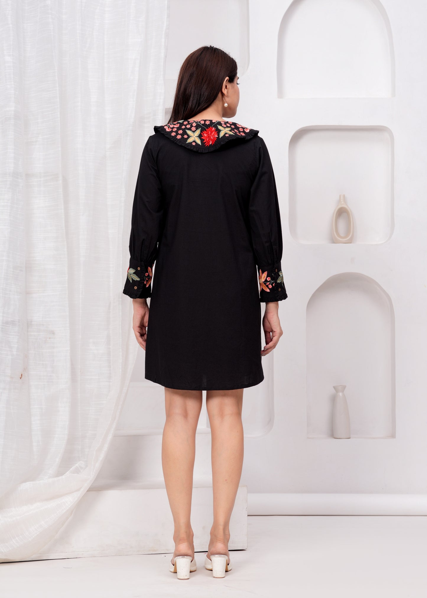 Black multicolour embroidered Dress