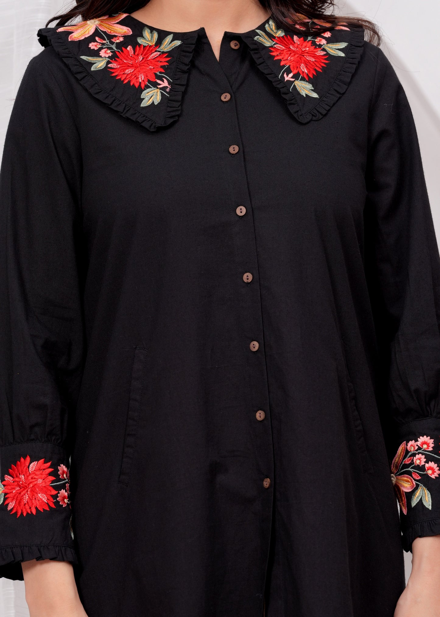 Black multicolour embroidered Dress