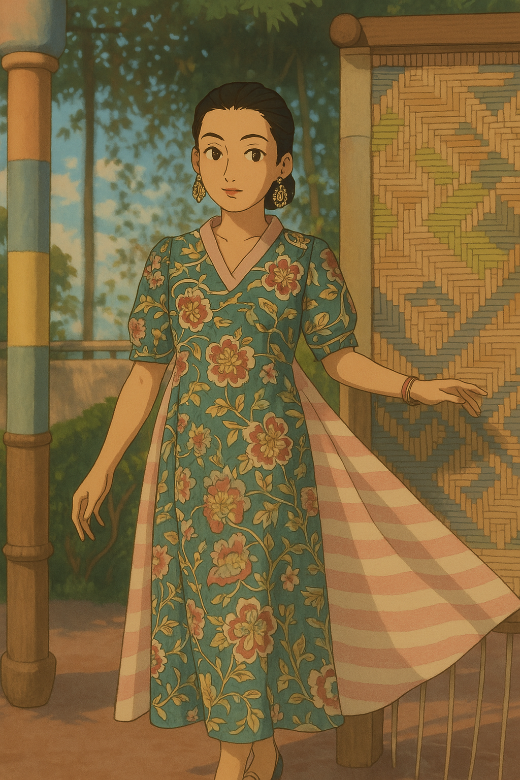 Blush Meadows Dress | Cotton Printed | Handblock - Kharwals India