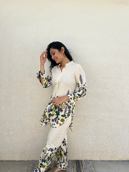 Garden Eden Co-ord set | Premium Cotton | Placement Floral Print - Kharwals India