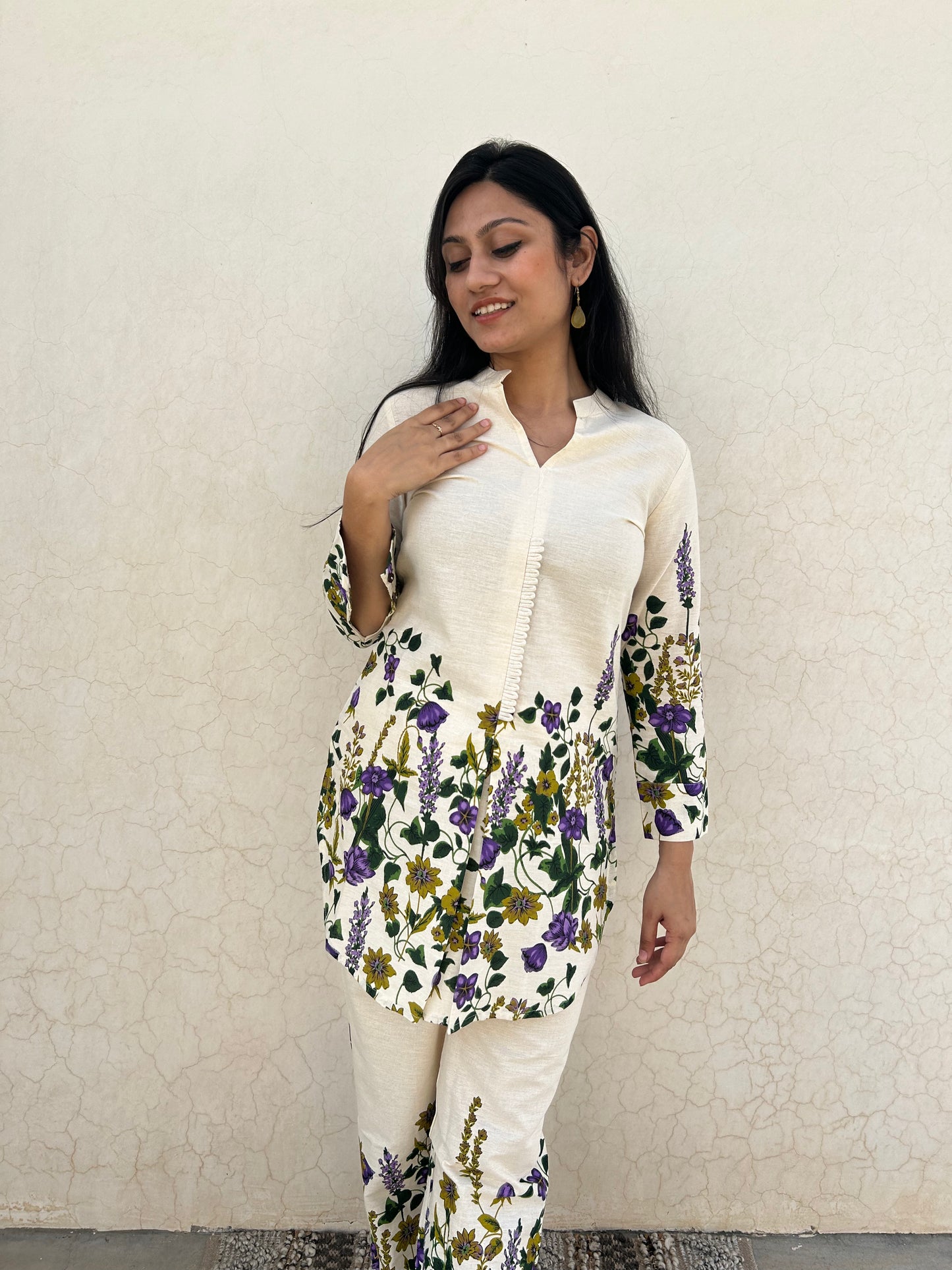 Garden Eden Co-ord set | Premium Cotton | Placement Floral Print - Kharwals India