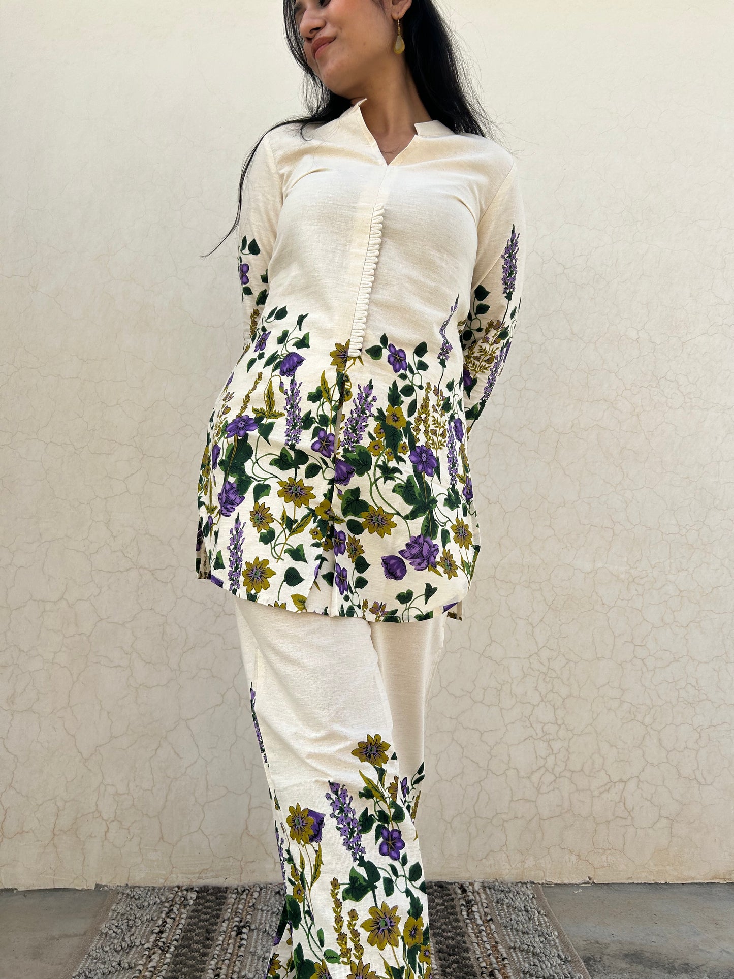 Garden Eden Co-ord set | Premium Cotton | Placement Floral Print - Kharwals India