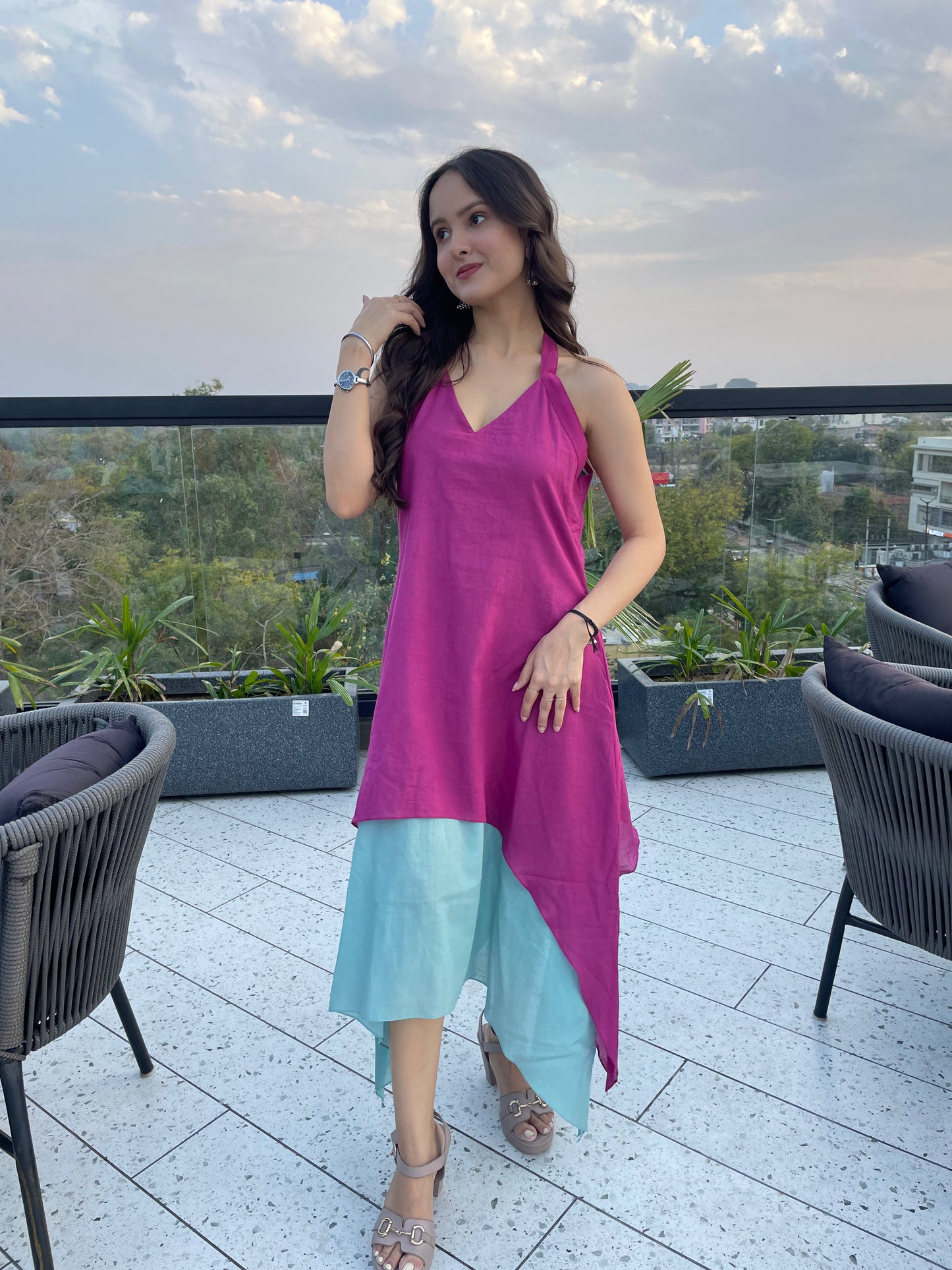 Mirage Layered Dress | Mulmul Fabric - Kharwals India