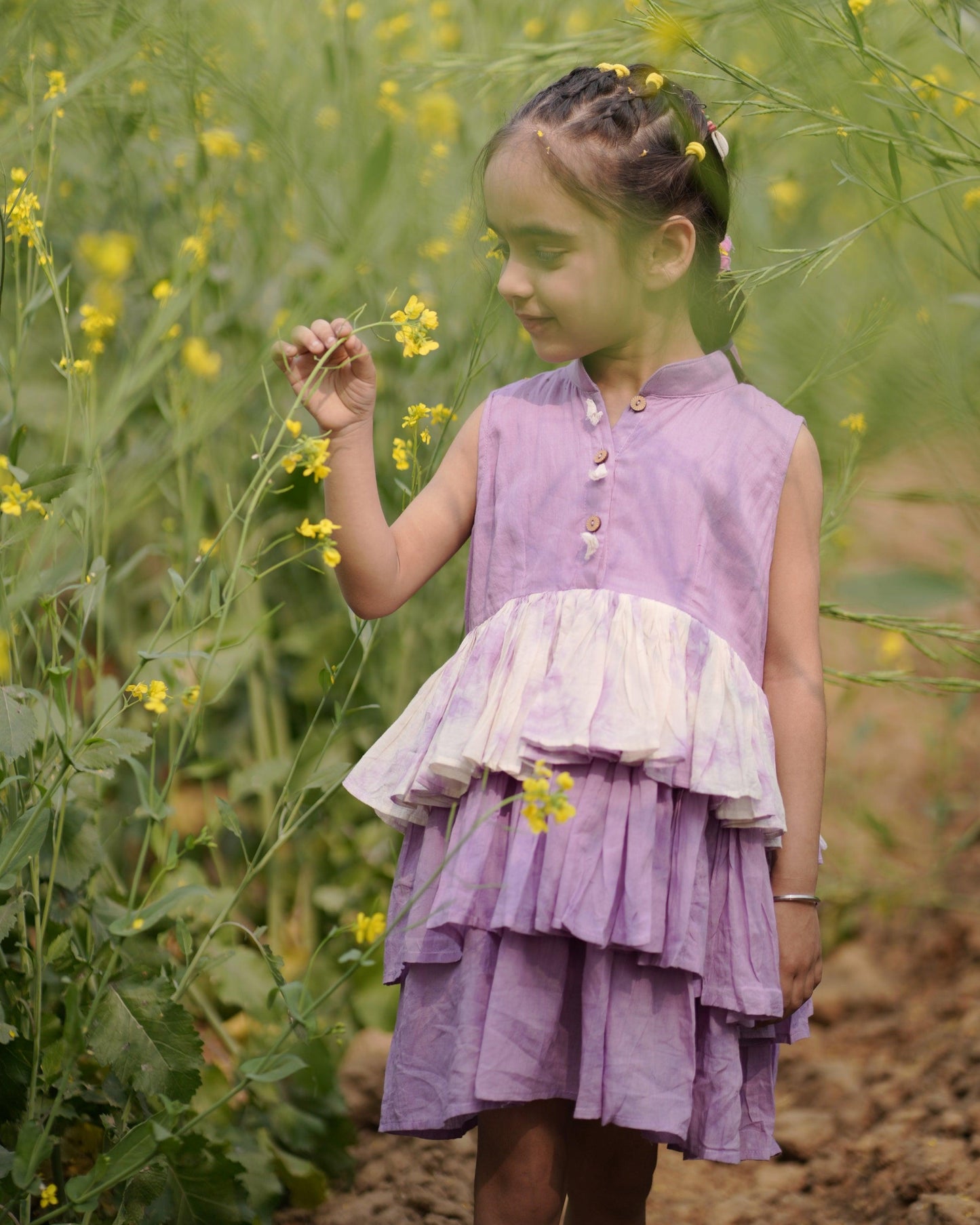 Lily Mist Dress | Mulmul Cotton | Tie Dye - Kharwals India