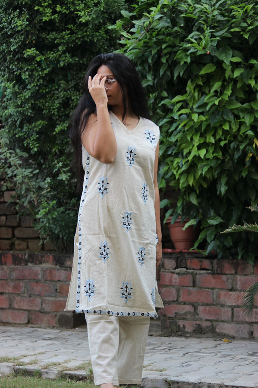 Blue Bloom Handcrafted Co-ord Set - Kharwals India