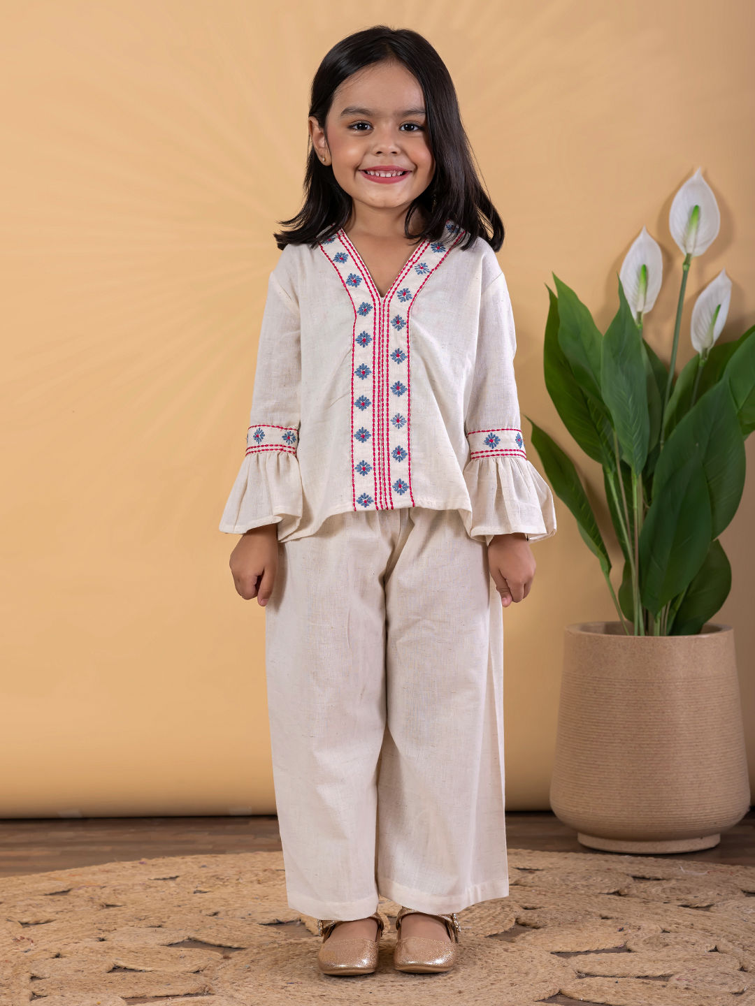 Little Blossom Hand-Embroidered Co-ord Set