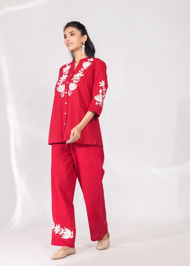 Cherry light sand co-ord set - Kharwals India