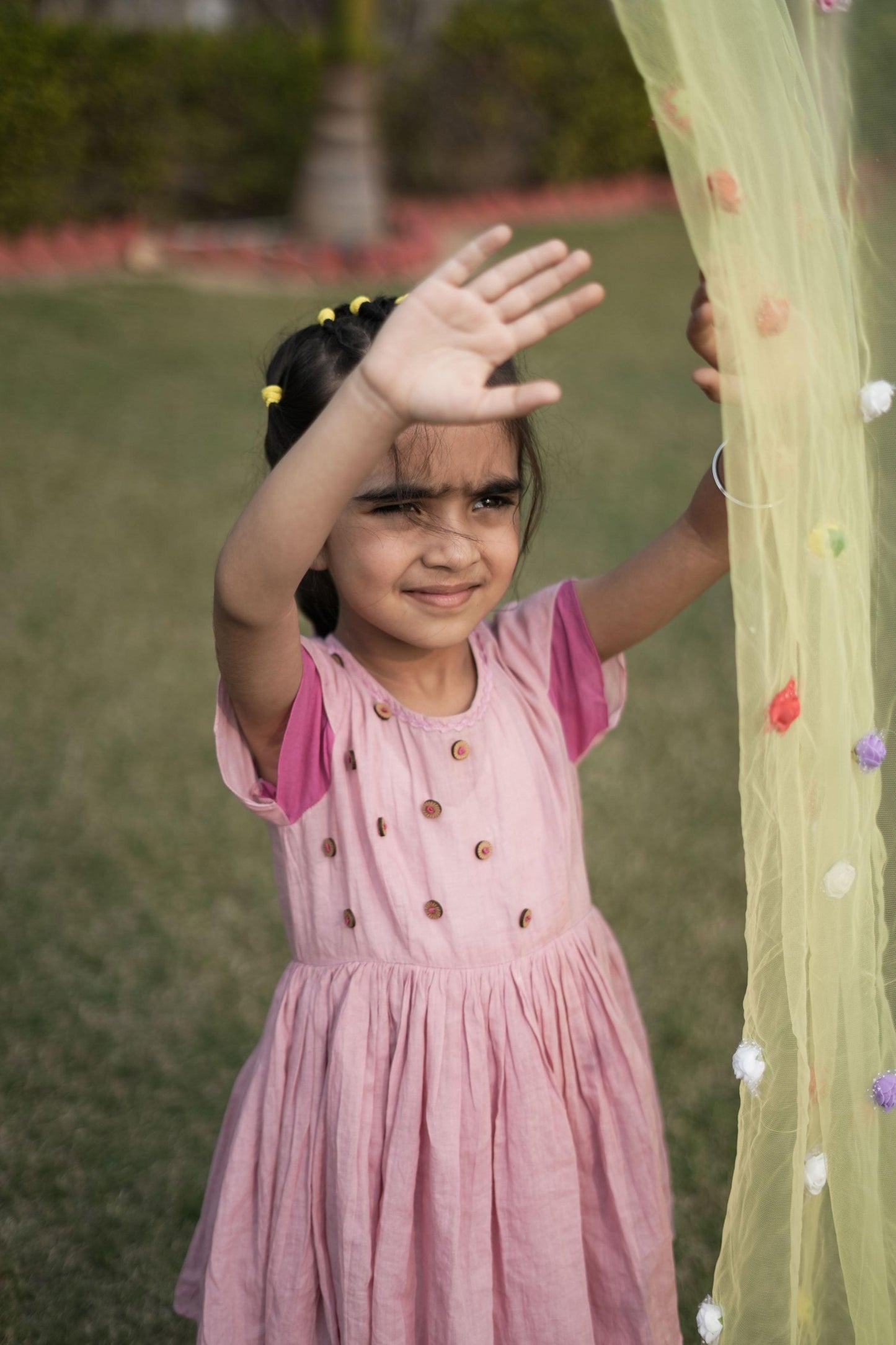 Custom Blush Petal Dress | Mulmul Cotton | Custom Name Embroidered