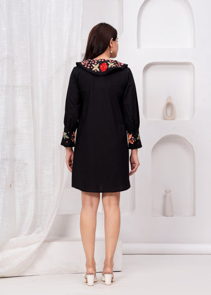 Black multicolour embroidered Dress