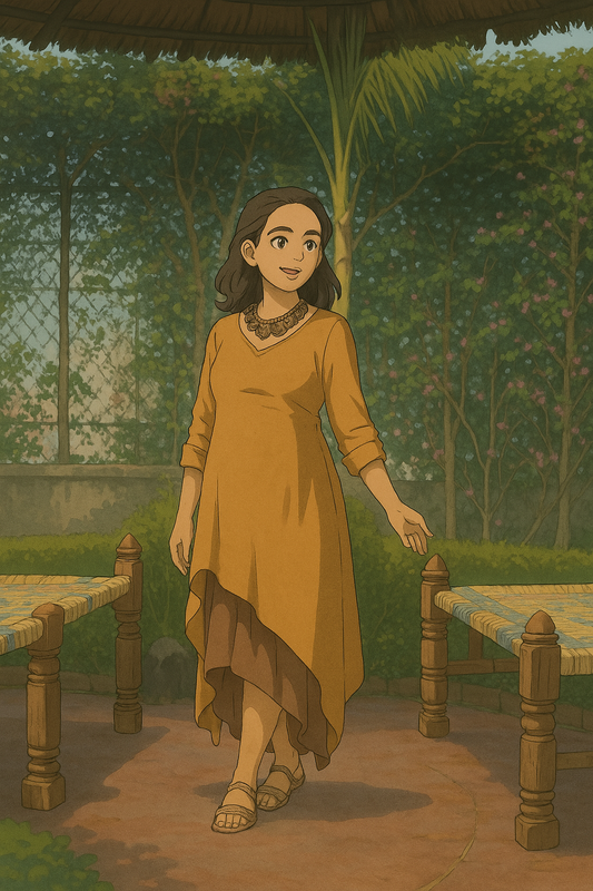 Rooted Treasure Dress | Mulmul Cotton | Embroidered tassels