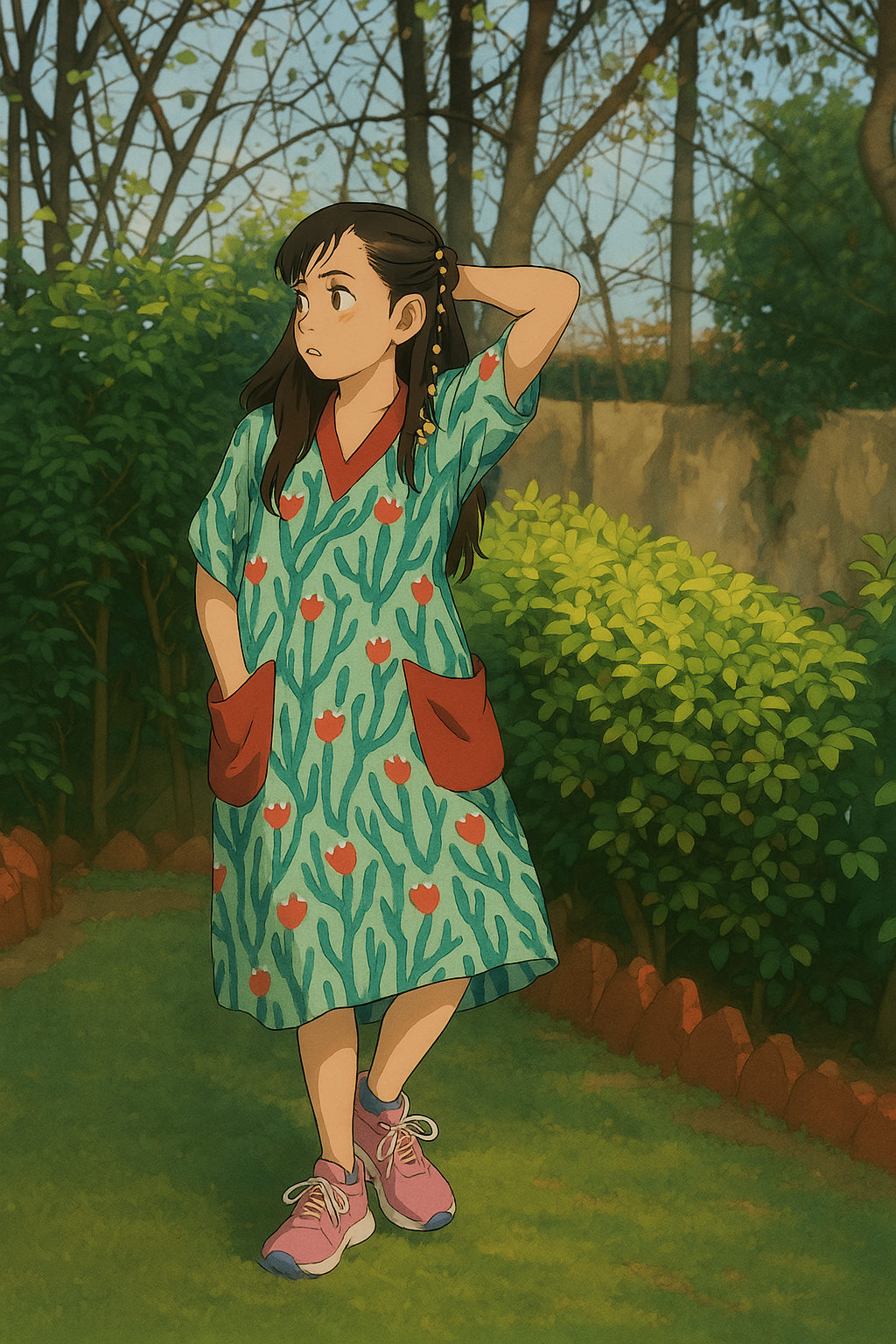 Tulip Scallop Dress | Cotton Printed, Plain | Handblock - Kharwals India