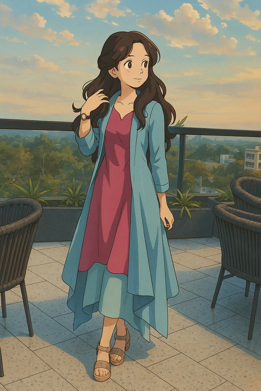 Mirage Dress with Wrap around Jacket | Cotton Slub, Mulmul