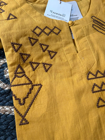 Mustard Figure Embrodiary Suit (with dupatta) - Kharwals India