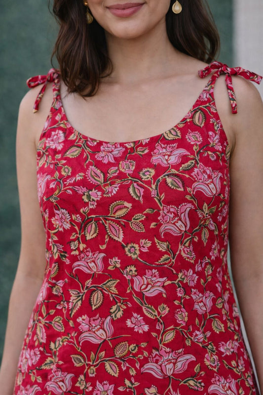 Ruby Bloom Knotted Kurti