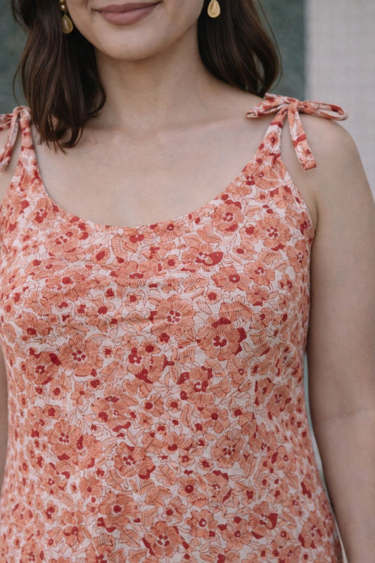 Knotted Sleeveless Floral Kurti