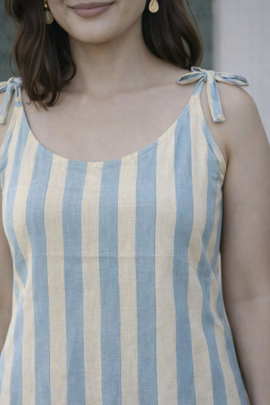 Knotted Sleeveless Striped Kurti