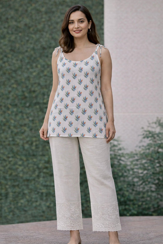 Leaf Mist knotted Kurti