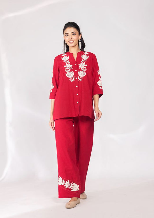 Cherry light sand co-ord set - Kharwals India