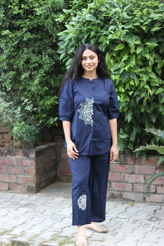 Midnight Bloom Applique Work Co-ord Set