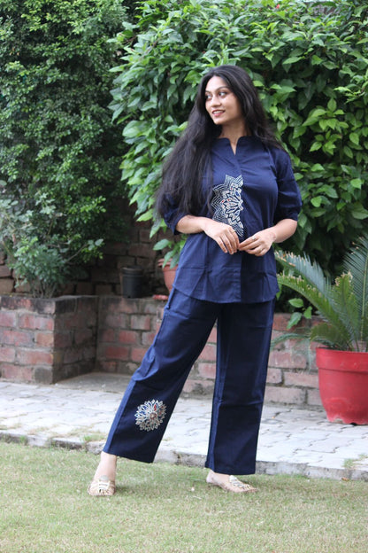 Midnight Bloom Applique Work Co-ord Set
