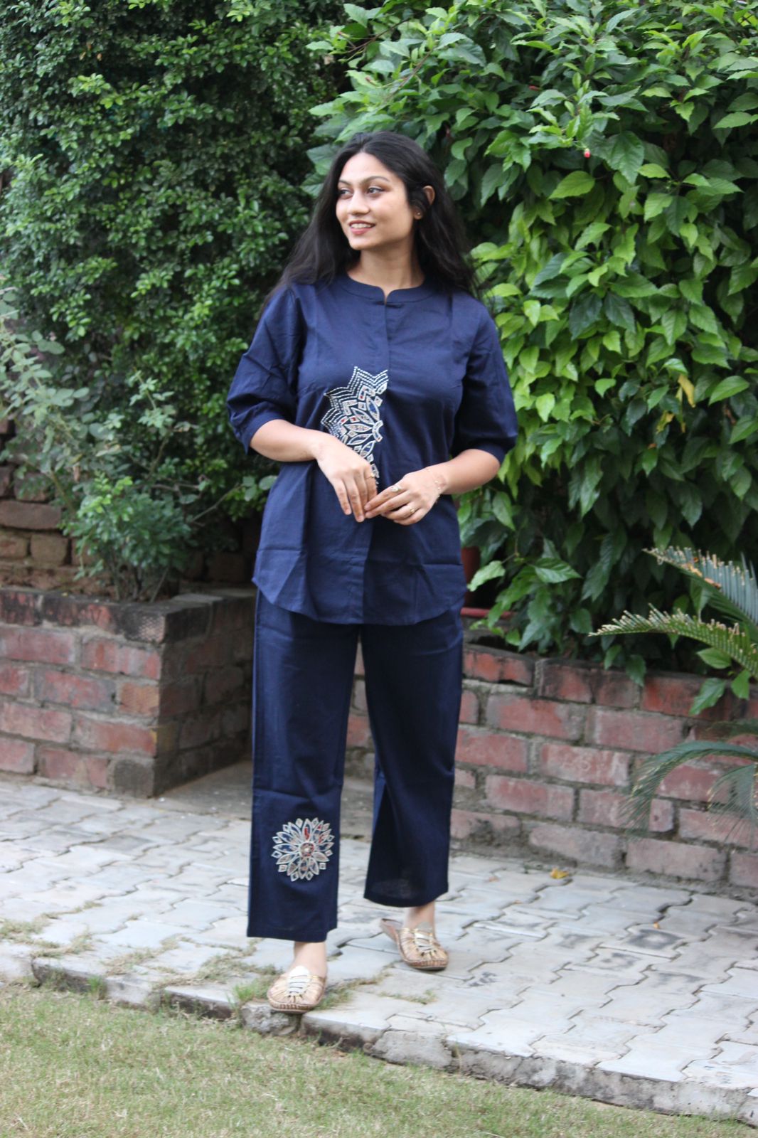 Midnight Bloom Applique Work Co-ord Set