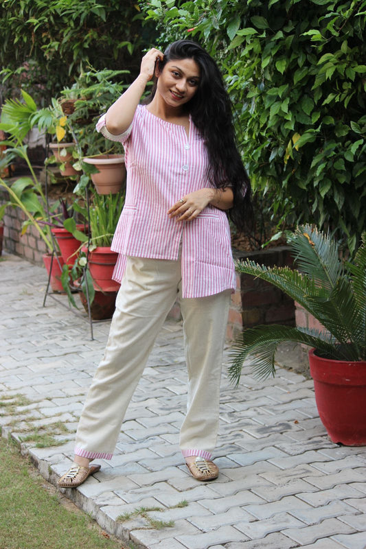 Blush Stripe Cotton Co-ord Set